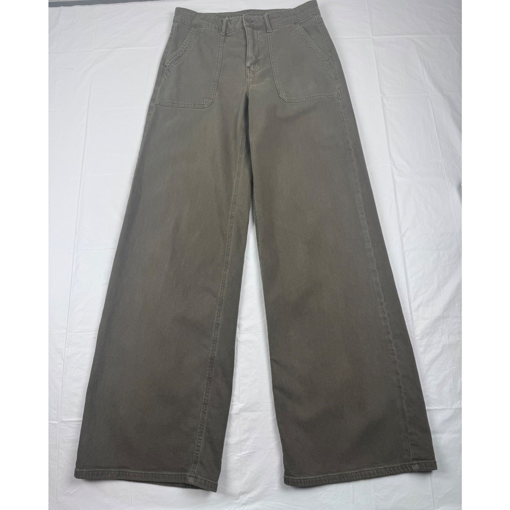 American Eagle Super High-Rise Baggy Wide Leg Pants Olive Green 4 Long Stretch